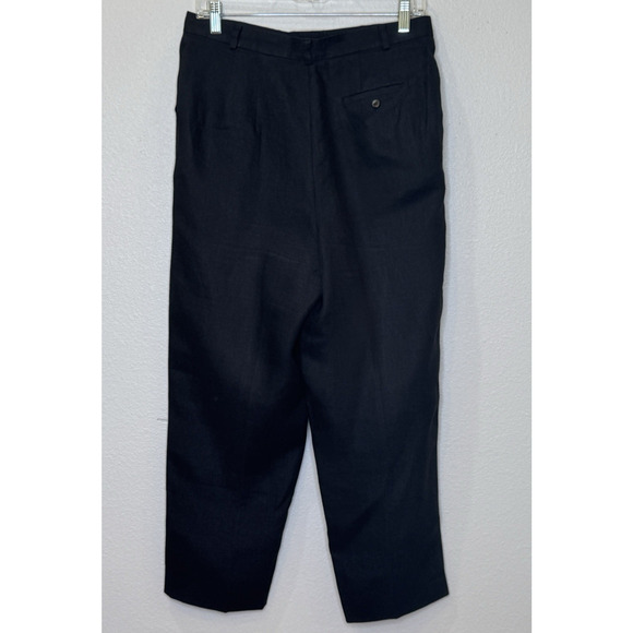 Talbots Irish Linen Dress Crop Pants Womens Size 12 Black Pleated Straight Leg - Picture 5 of 9